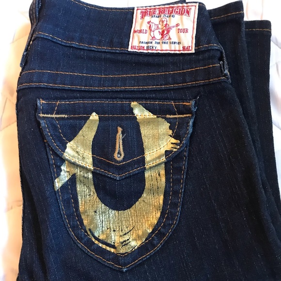 Dark blue true religion flare pants - Picture 3 of 4